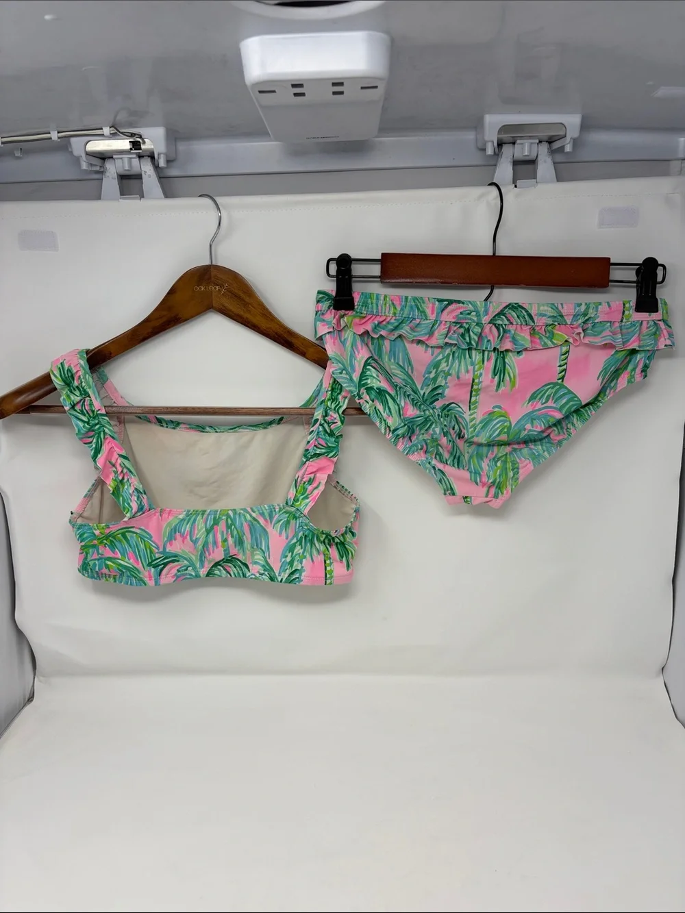 Lilly Pulitzer Girl’s Pink Palm Print Ruffle Bikini Set Size 14